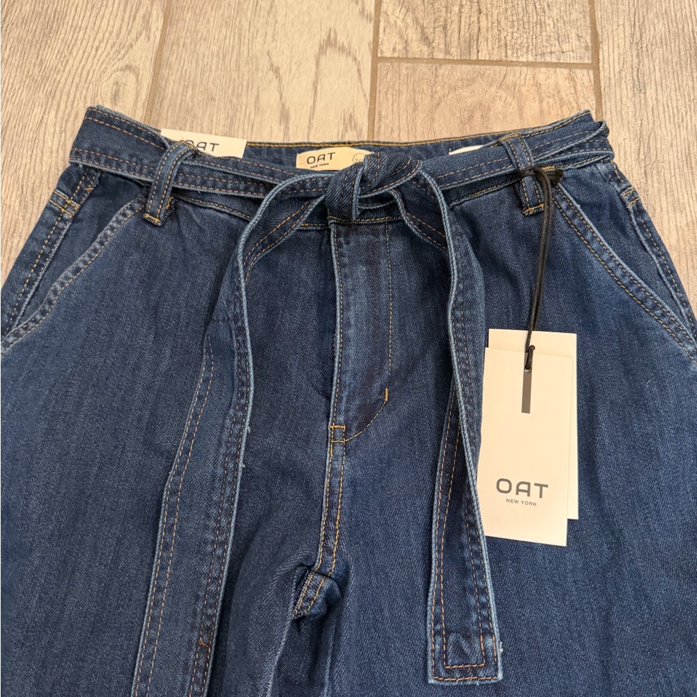 NWT Oat New York Wide Leg Tie Waist Jeans - Picture 3 of 6
